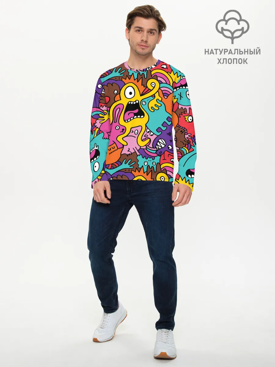 Мужской лонгслив базовый / crazy abstraction