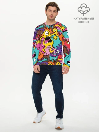Мужской лонгслив базовый / crazy abstraction