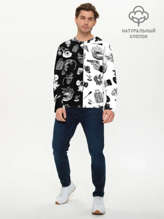 Мужской лонгслив базовый / КРОВОСТОК ТАТУИРОВКИ ЧБ