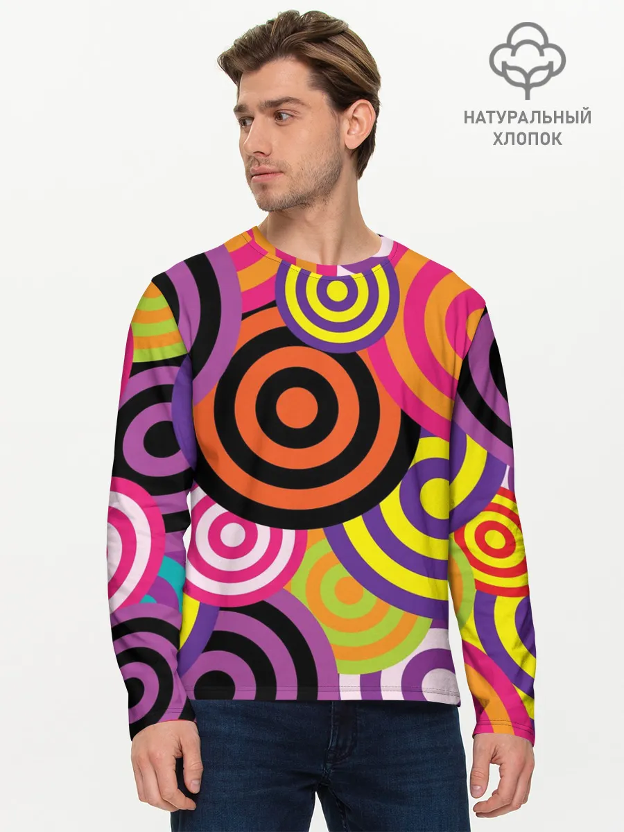 Мужской лонгслив базовый / Аннотация разноцветных кругов