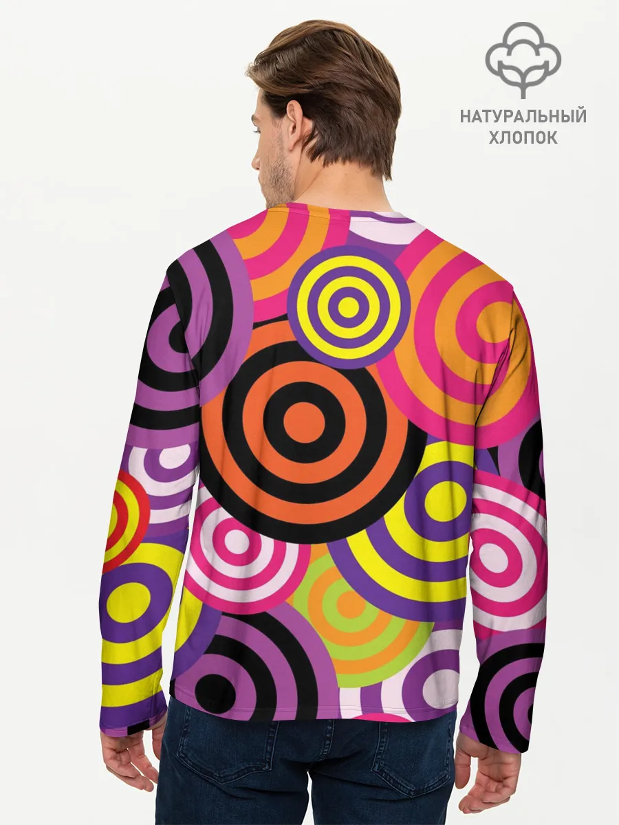 Мужской лонгслив базовый / Аннотация разноцветных кругов