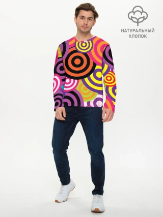Мужской лонгслив базовый / Аннотация разноцветных кругов