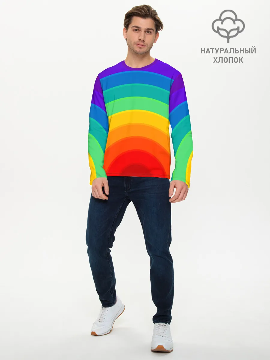Мужской лонгслив базовый / Круговая радуга