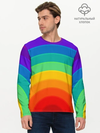 Мужской лонгслив базовый / Круговая радуга