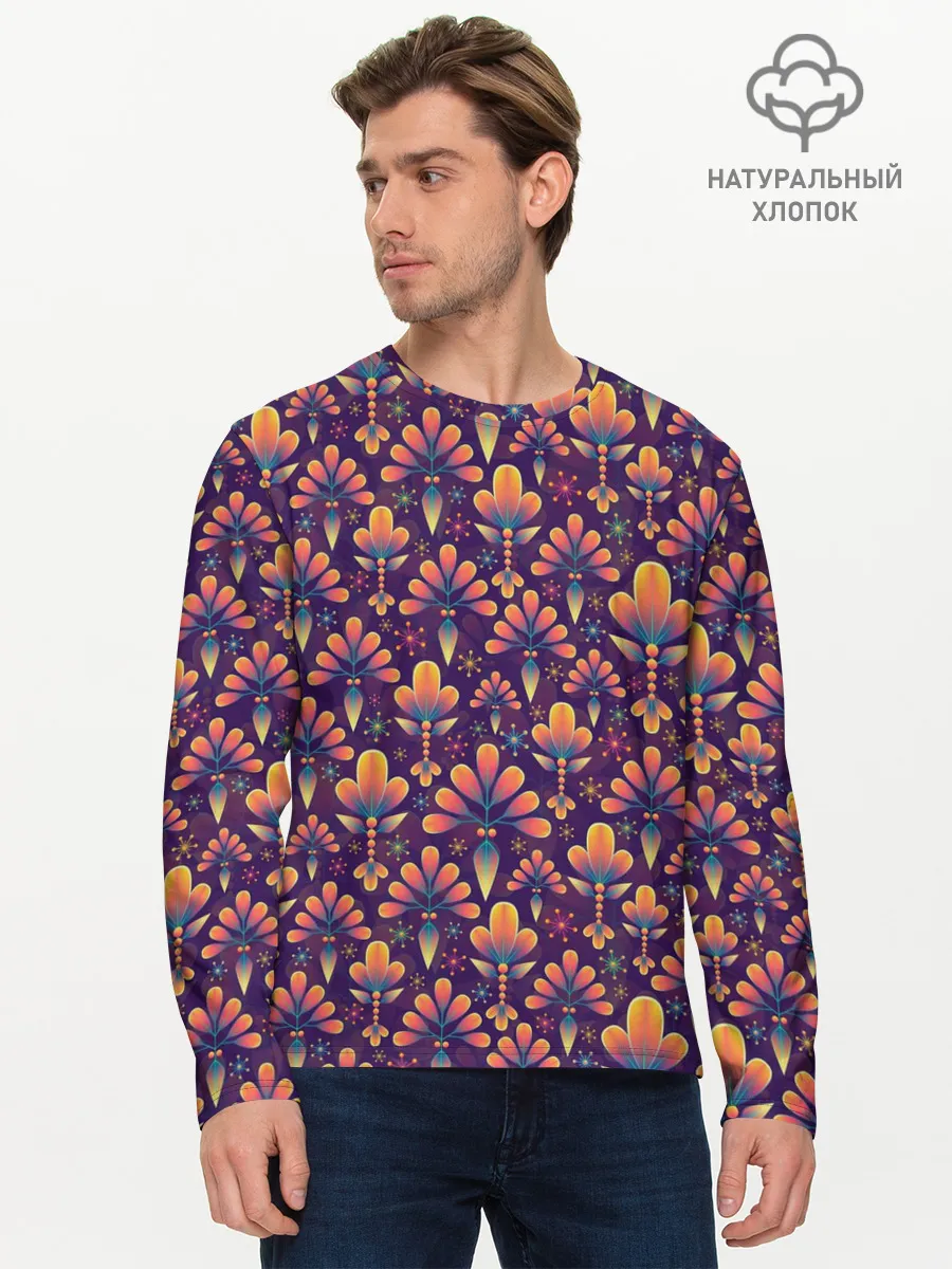 Мужской лонгслив базовый / Абстрактные узоры