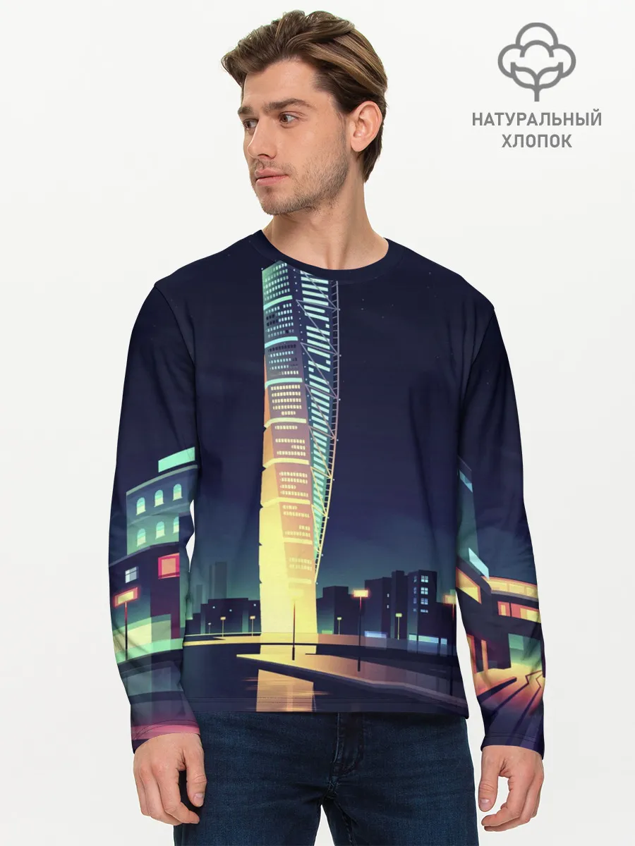 Мужской лонгслив базовый / Ночной Город