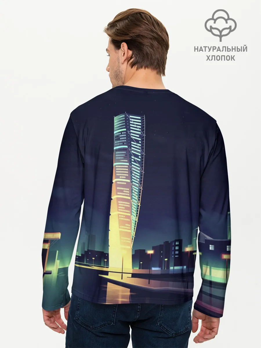 Мужской лонгслив базовый / Ночной Город