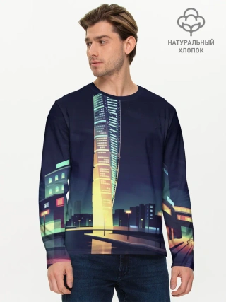 Мужской лонгслив базовый / Ночной Город