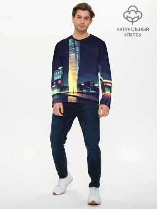 Мужской лонгслив базовый / Ночной Город