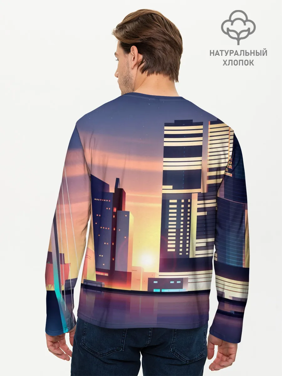 Мужской лонгслив базовый / Ночной Город