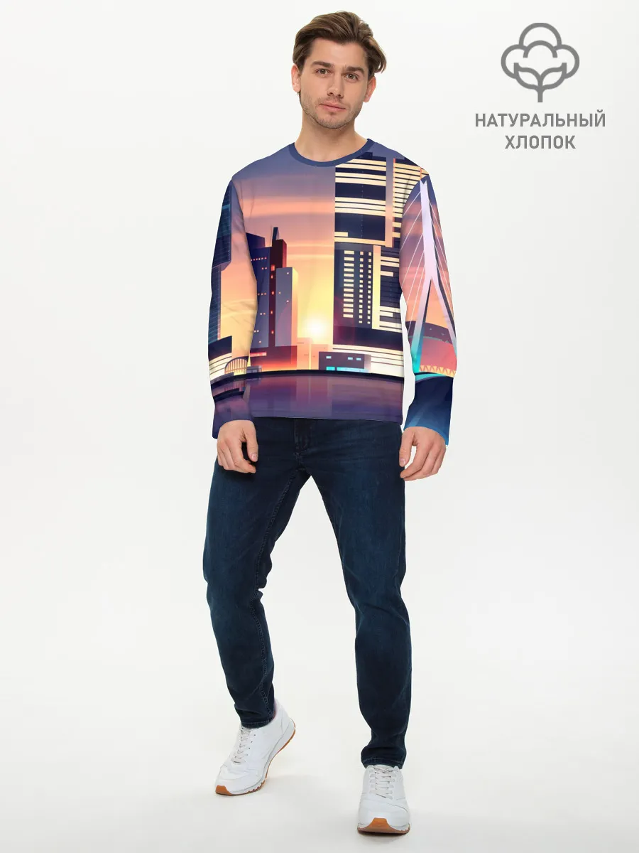 Мужской лонгслив базовый / Ночной Город