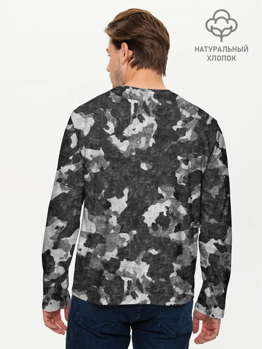 Мужской лонгслив базовый / Gray Camouflage
