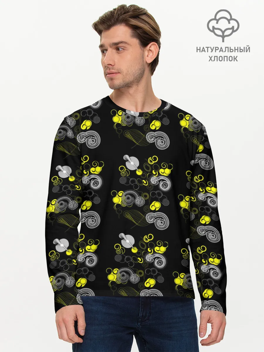 Мужской лонгслив базовый / неоновая абстракция
