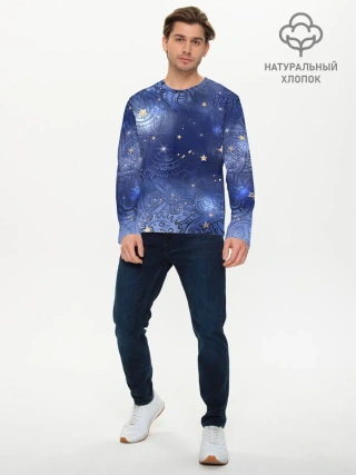 Мужской лонгслив базовый / Небо в стиле Стимпанк