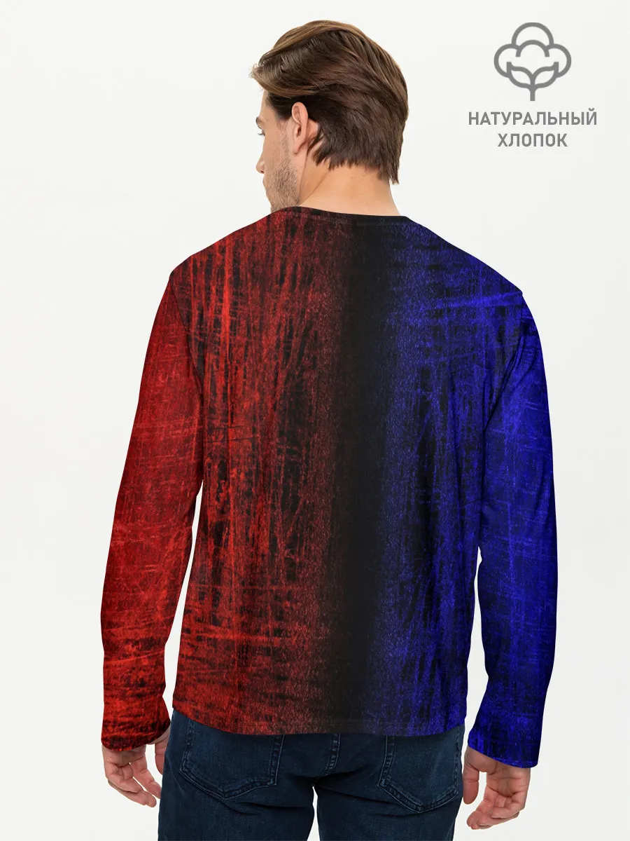 Мужской лонгслив базовый / Сине-Красная Текстура
