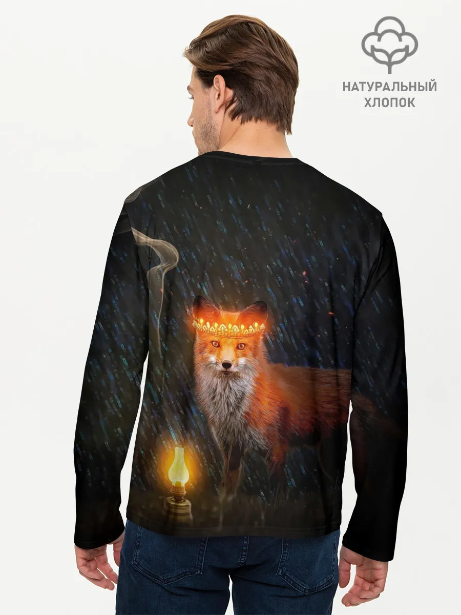 Мужской лонгслив базовый / Лиса с огненной короной