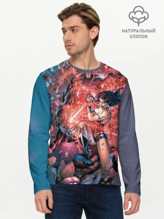 Мужской лонгслив базовый / Чудо-женщина VS Дарксайд