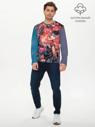 Мужской лонгслив базовый / Чудо-женщина VS Дарксайд