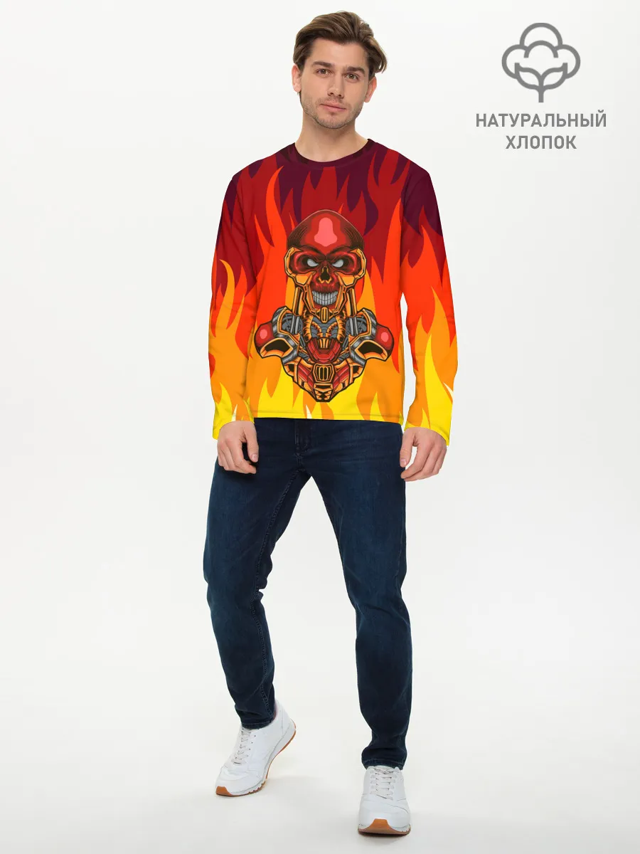 Мужской лонгслив базовый / Меха скелет | Steampunk Fire