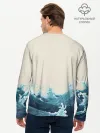 Мужской лонгслив базовый / Японский Стиль Волны и Солнце