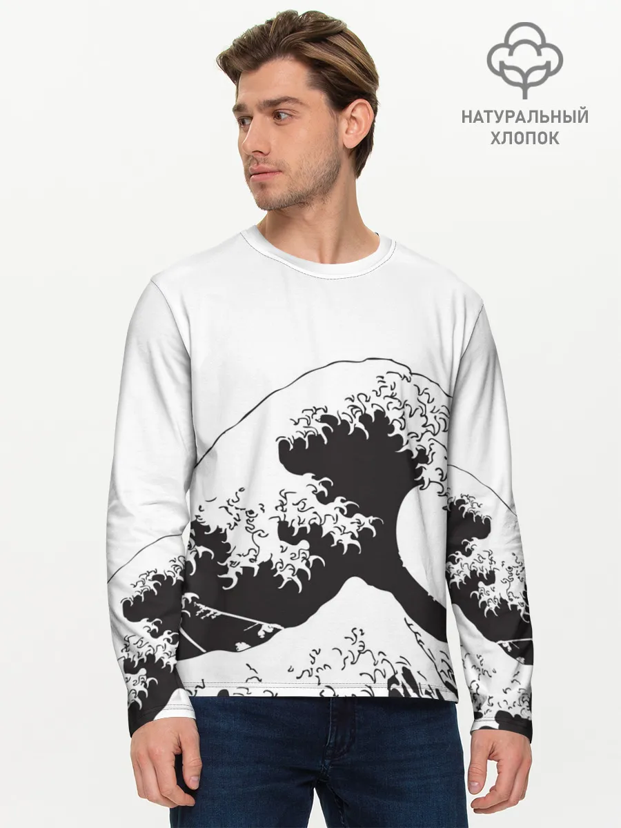 Мужской лонгслив базовый / Волна Канагава Япония | Sea Wave