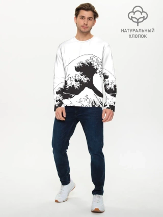 Мужской лонгслив базовый / Волна Канагава Япония | Sea Wave