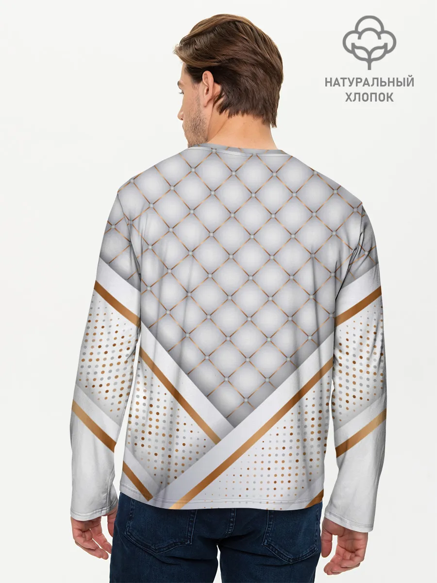 Мужской лонгслив базовый / Luxury white & Gold