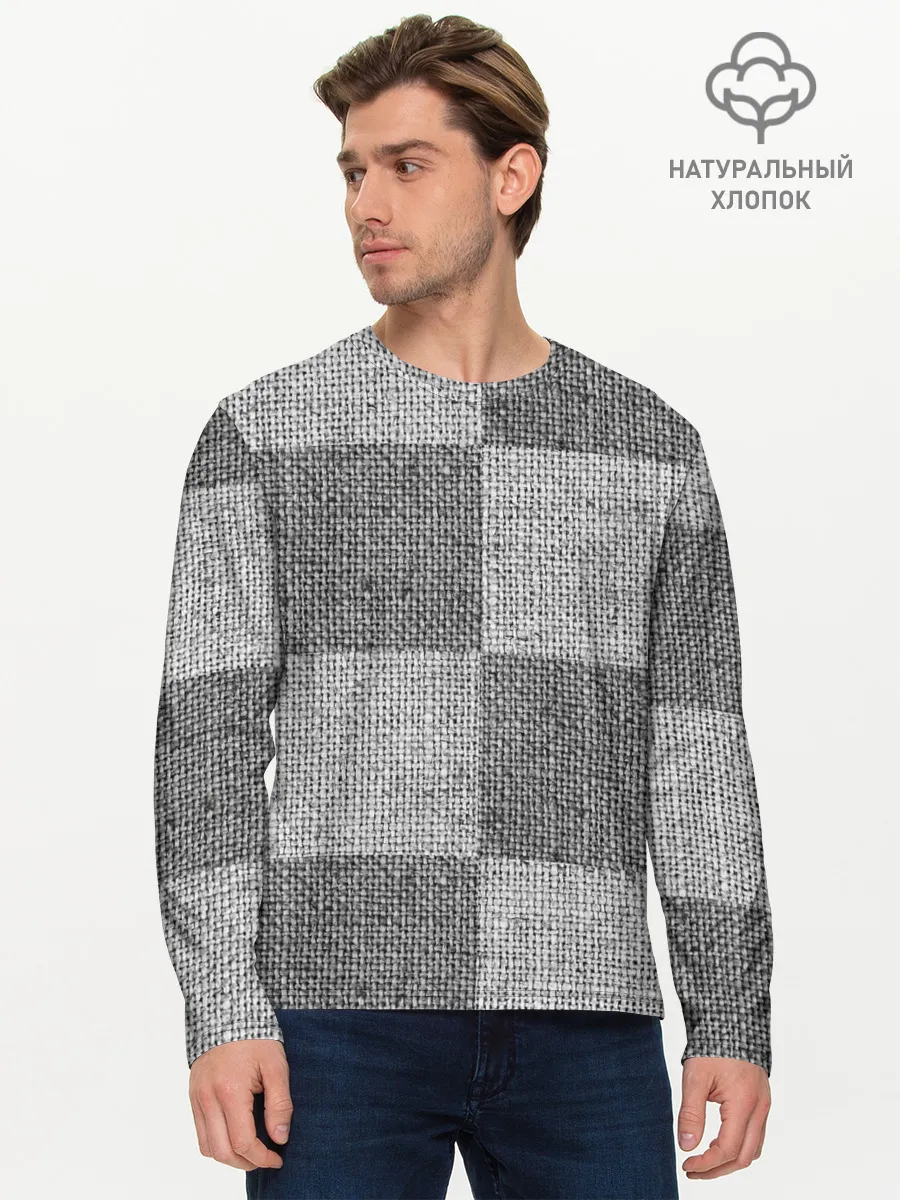 Мужской лонгслив базовый / Denim Patchwork