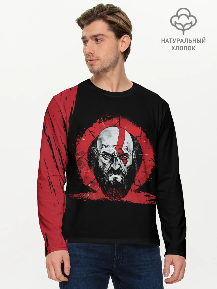 Мужской лонгслив базовый / Брутальный Кратос | GOW
