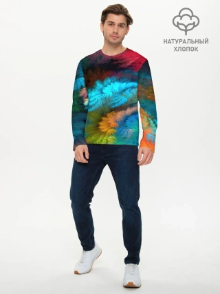 Мужской лонгслив базовый / Цветной дестрой