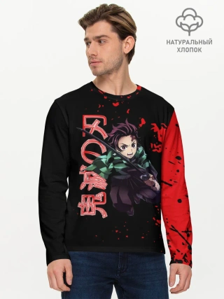 Мужской лонгслив базовый / Танджиро Kimetsu no Yaiba