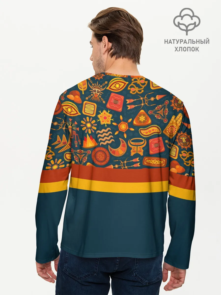 Мужской лонгслив базовый / Африканская Символика