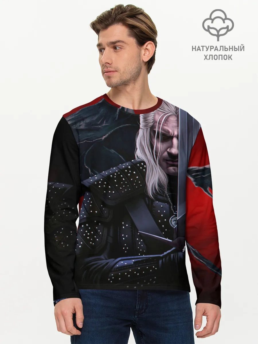 Мужской лонгслив базовый / Ведьмак Геральт