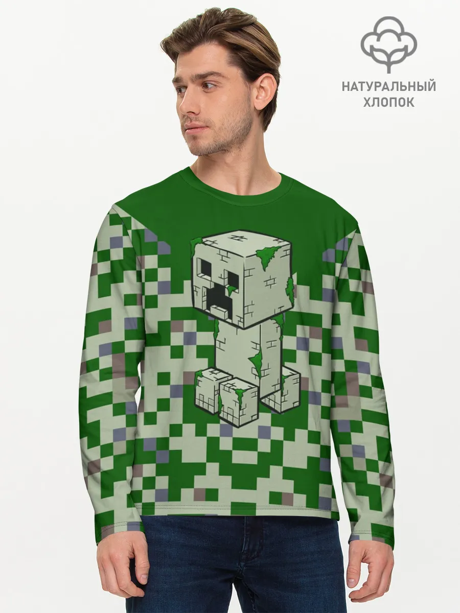 Мужской лонгслив базовый / Minecraft Крипер