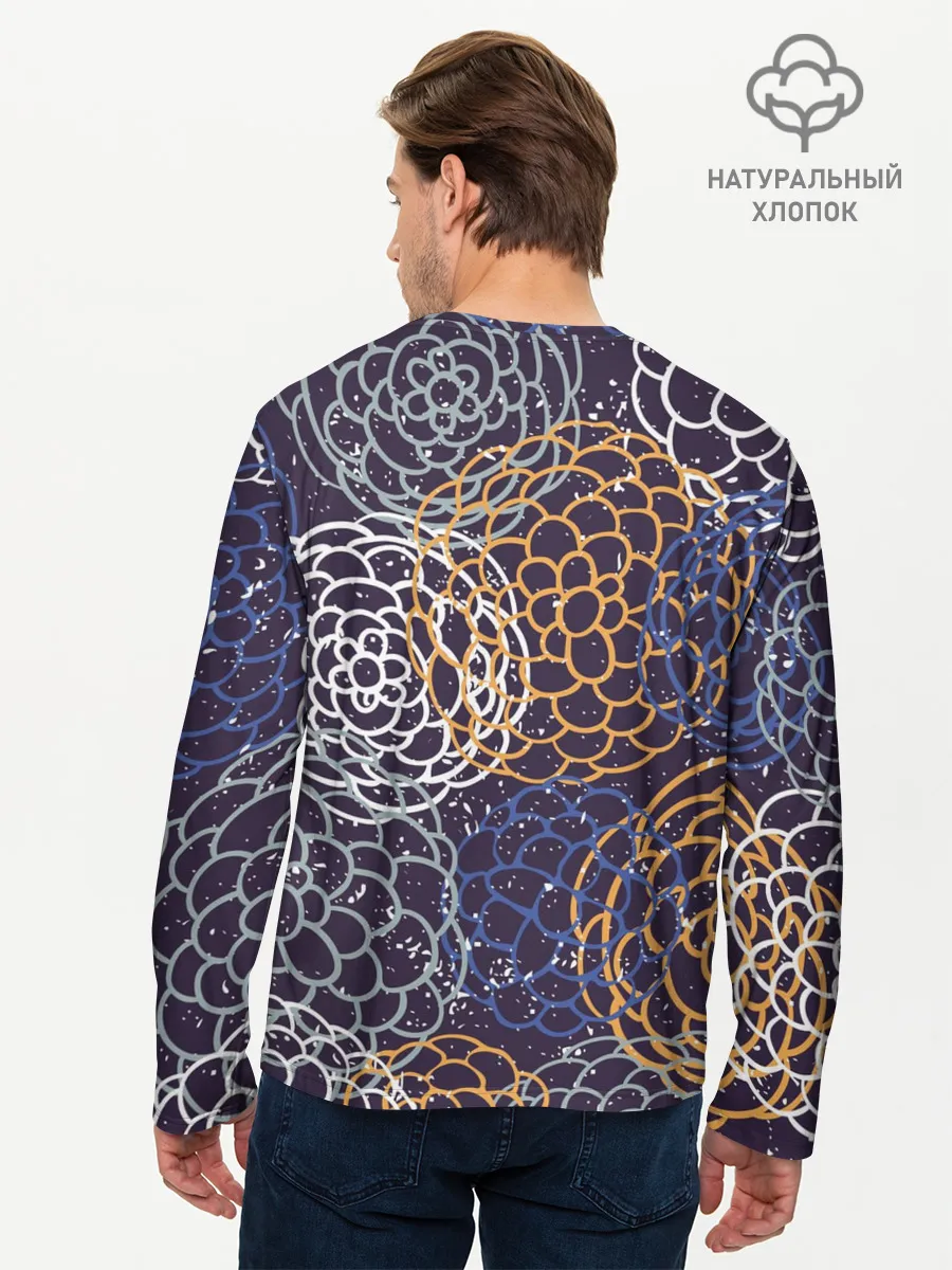 Мужской лонгслив базовый / текстура японские узоры