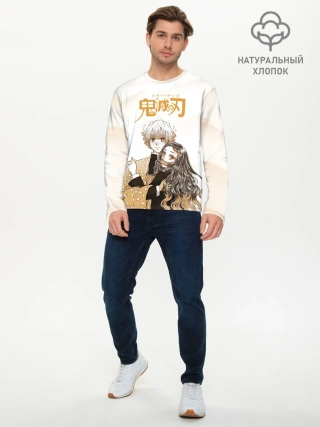 Мужской лонгслив базовый / Зеницу и Незуко Kimetsu no Yaiba