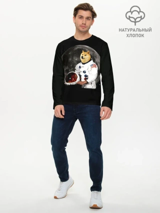 Мужской лонгслив базовый / Доги Космонавт