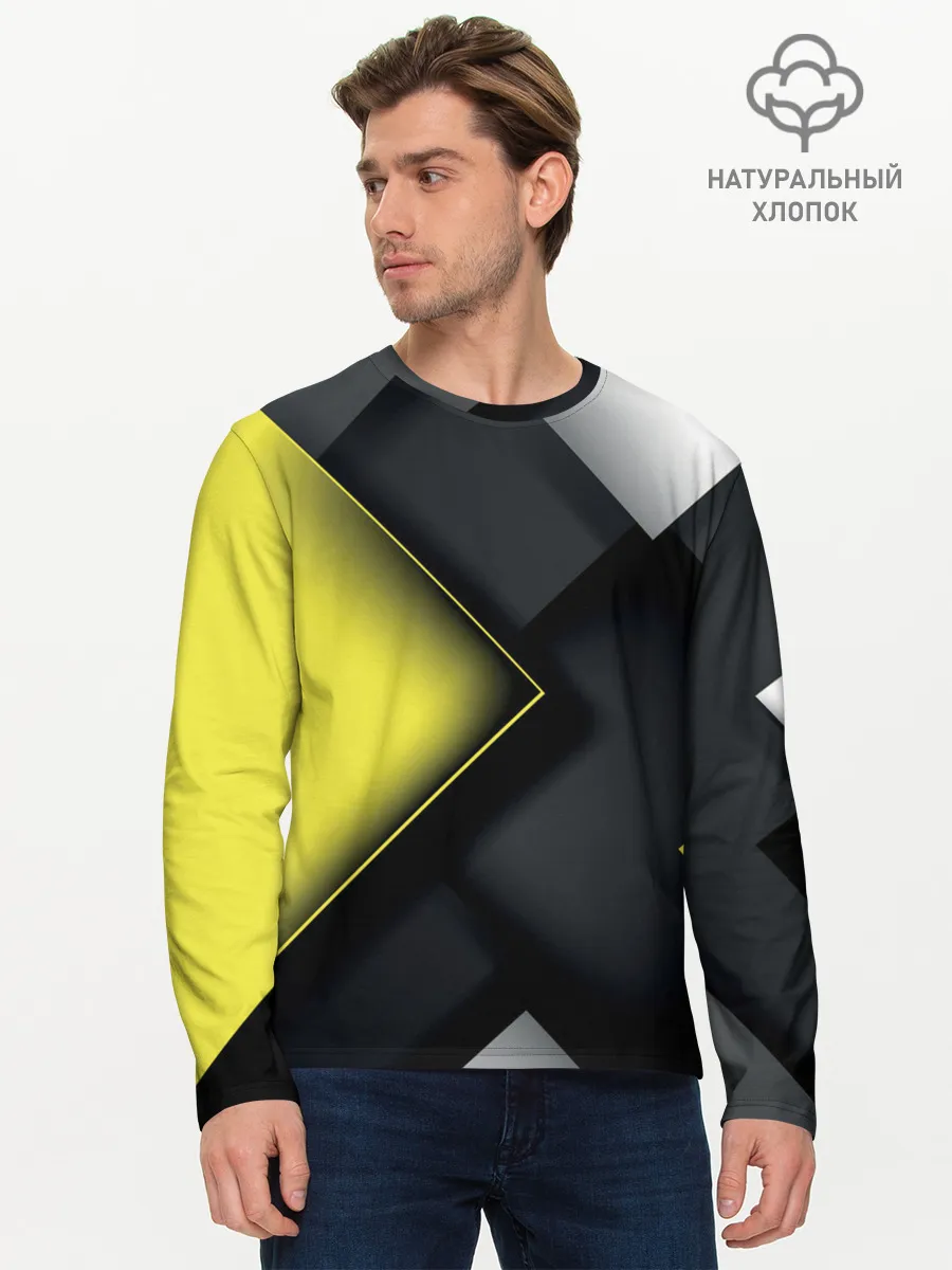 Мужской лонгслив базовый / Желто черный ромб