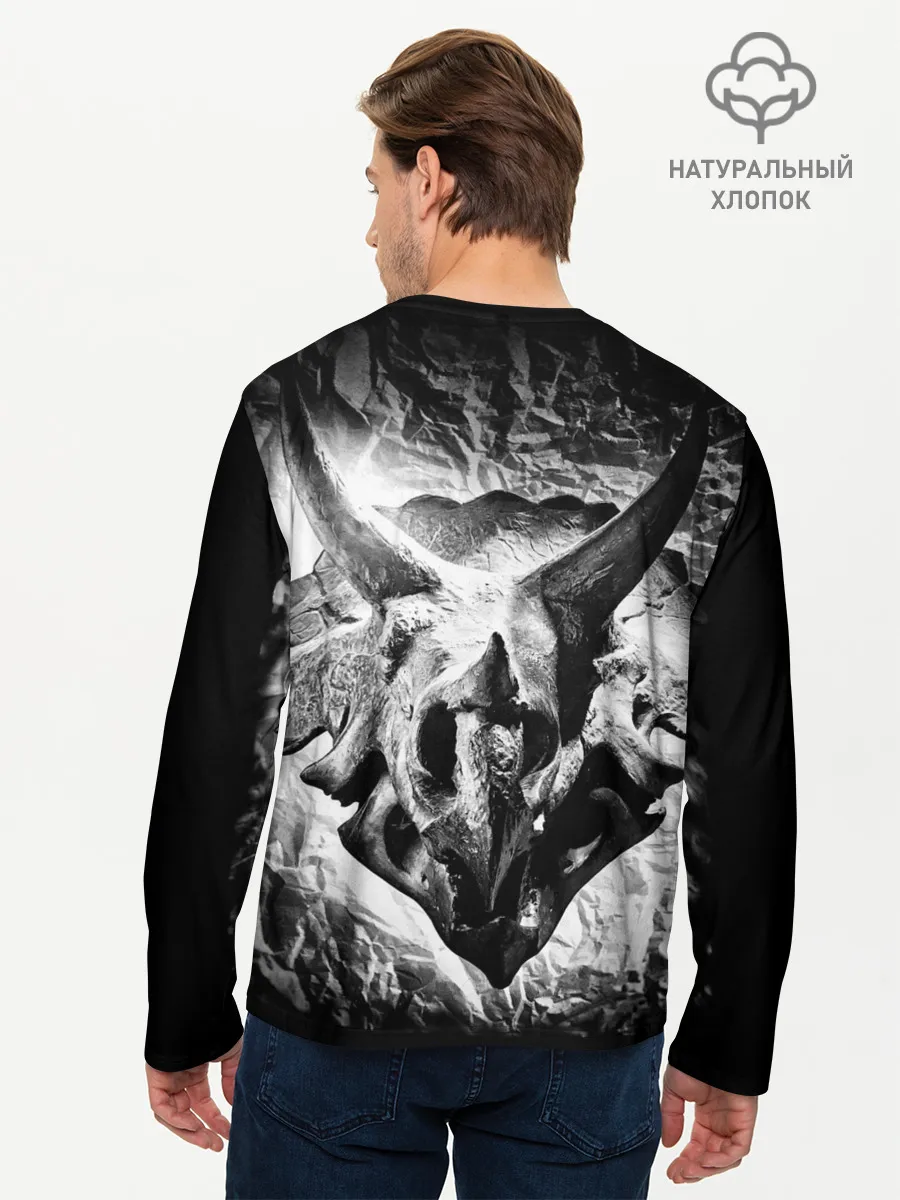 Мужской лонгслив базовый / Трицератопс | Динозавр