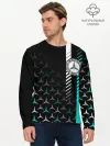 Мужской лонгслив базовый / МЕРСЕДЕС / AQUA BLACK GRADIENT