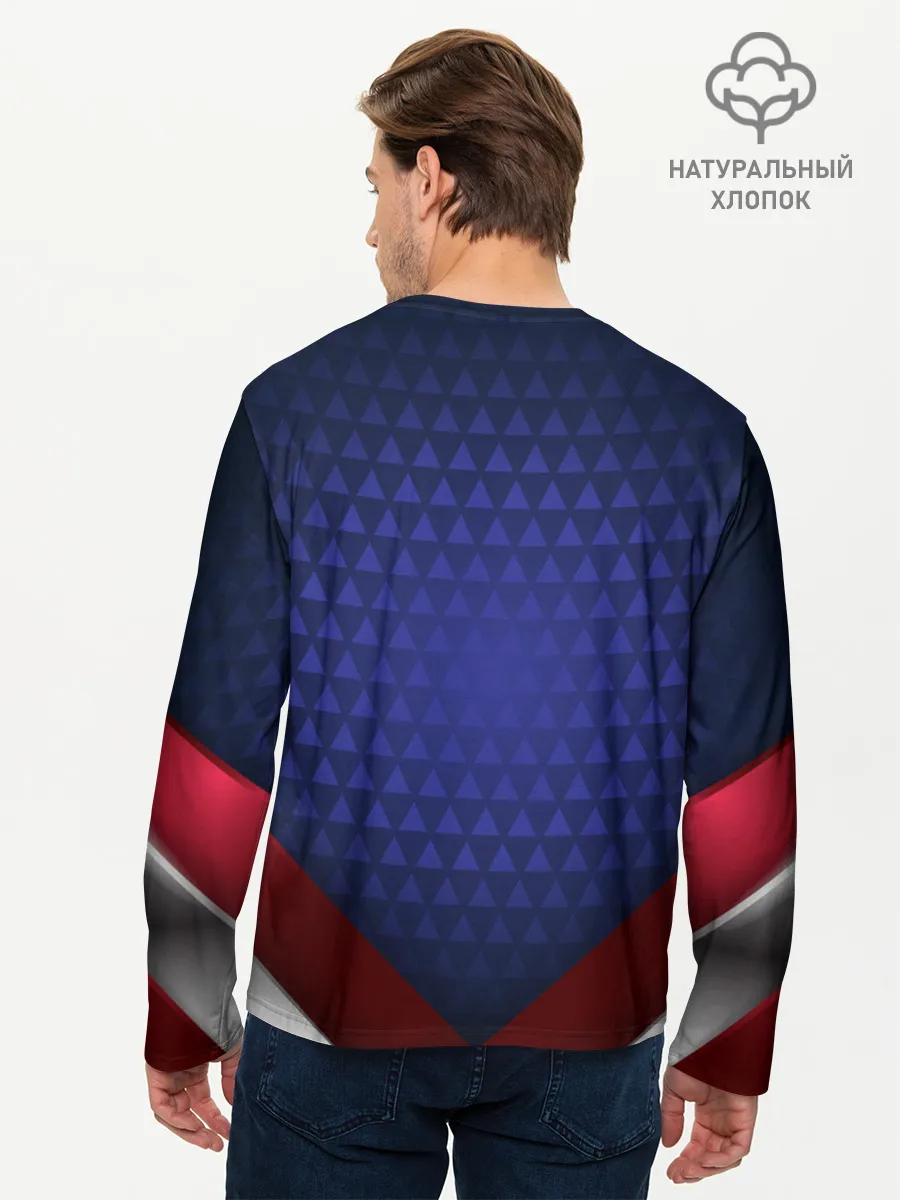 Мужской лонгслив базовый / Blue abstract
