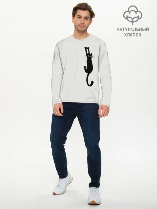 Мужской лонгслив базовый / Испуганный кот