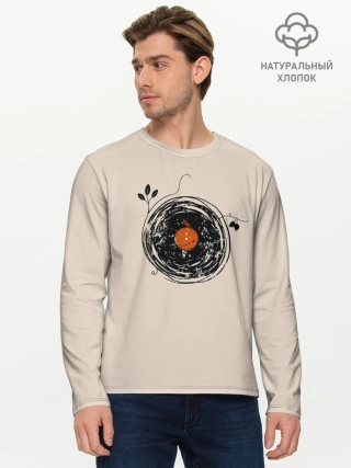 Мужской лонгслив базовый / Natural Vinyl Records Vintage