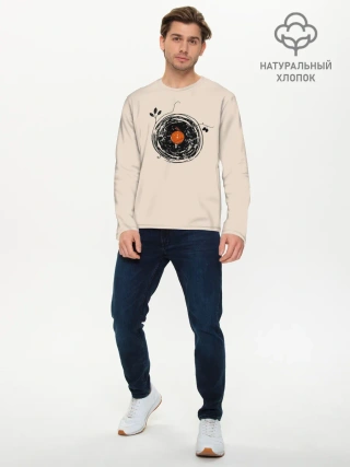 Мужской лонгслив базовый / Natural Vinyl Records Vintage