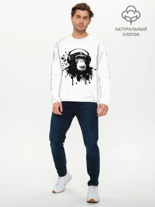 Мужской лонгслив базовый / Обезьяна Меломан