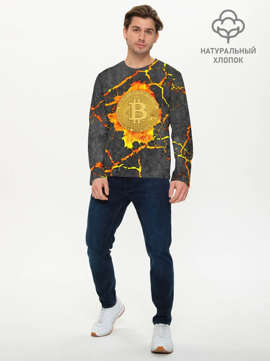 Мужской лонгслив базовый / Вулканический Биткоин