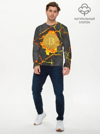 Мужской лонгслив базовый / Вулканический Биткоин