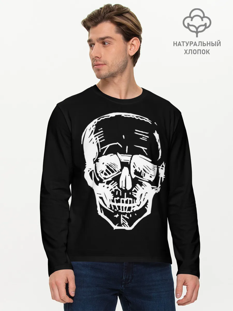 Мужской лонгслив базовый / Скетч Черепа