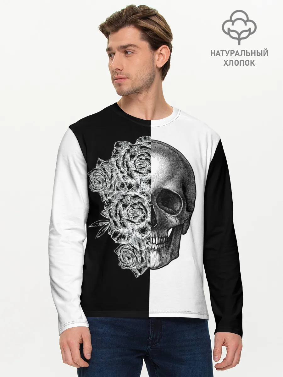 Мужской лонгслив базовый / SkullRose Sketch