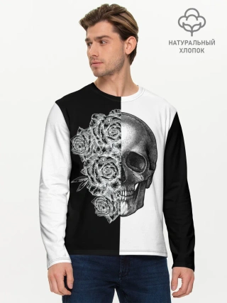 Мужской лонгслив базовый / SkullRose Sketch